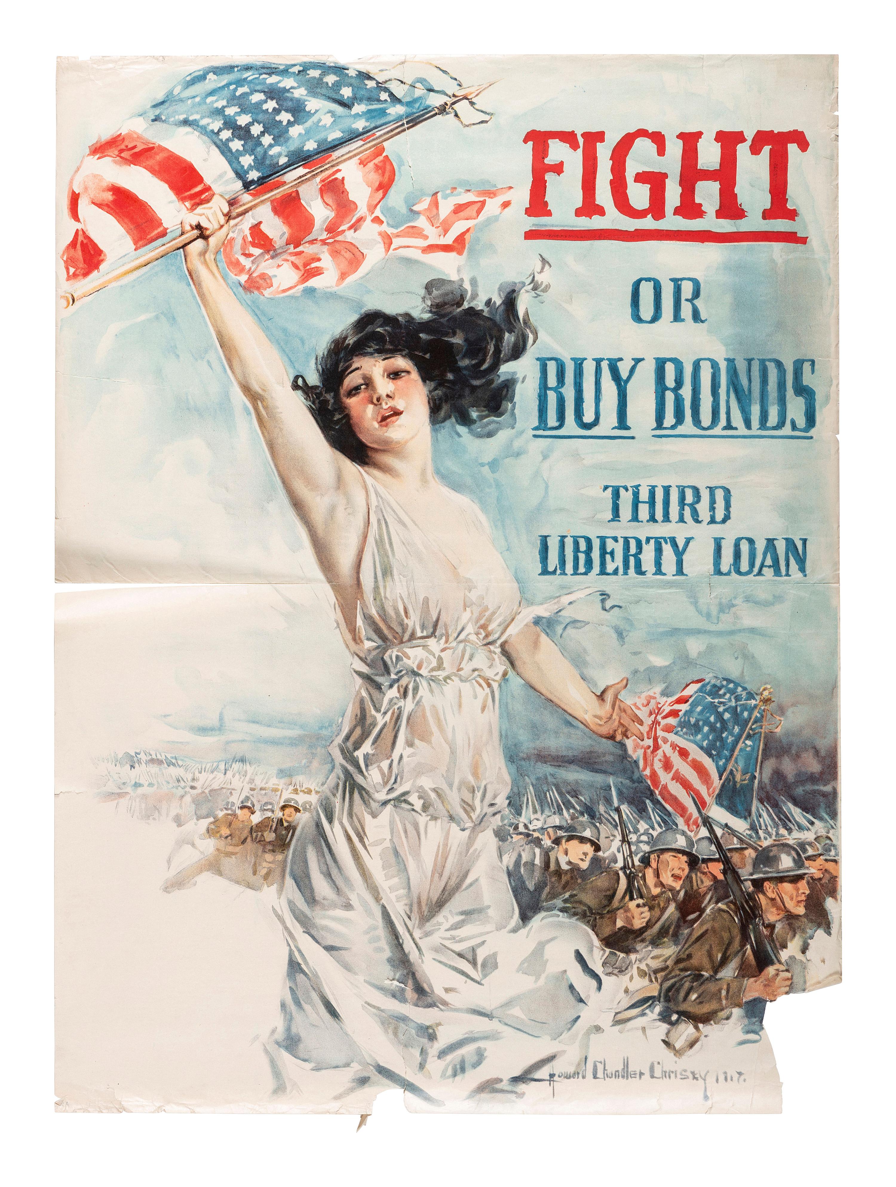 [WORLD WAR I]. A group of 11 posters, including 4 featuring artwork by Howard Chandler Christy, comprising: