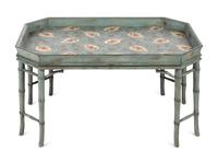 A Georgian Style Blue Japanned Low Table