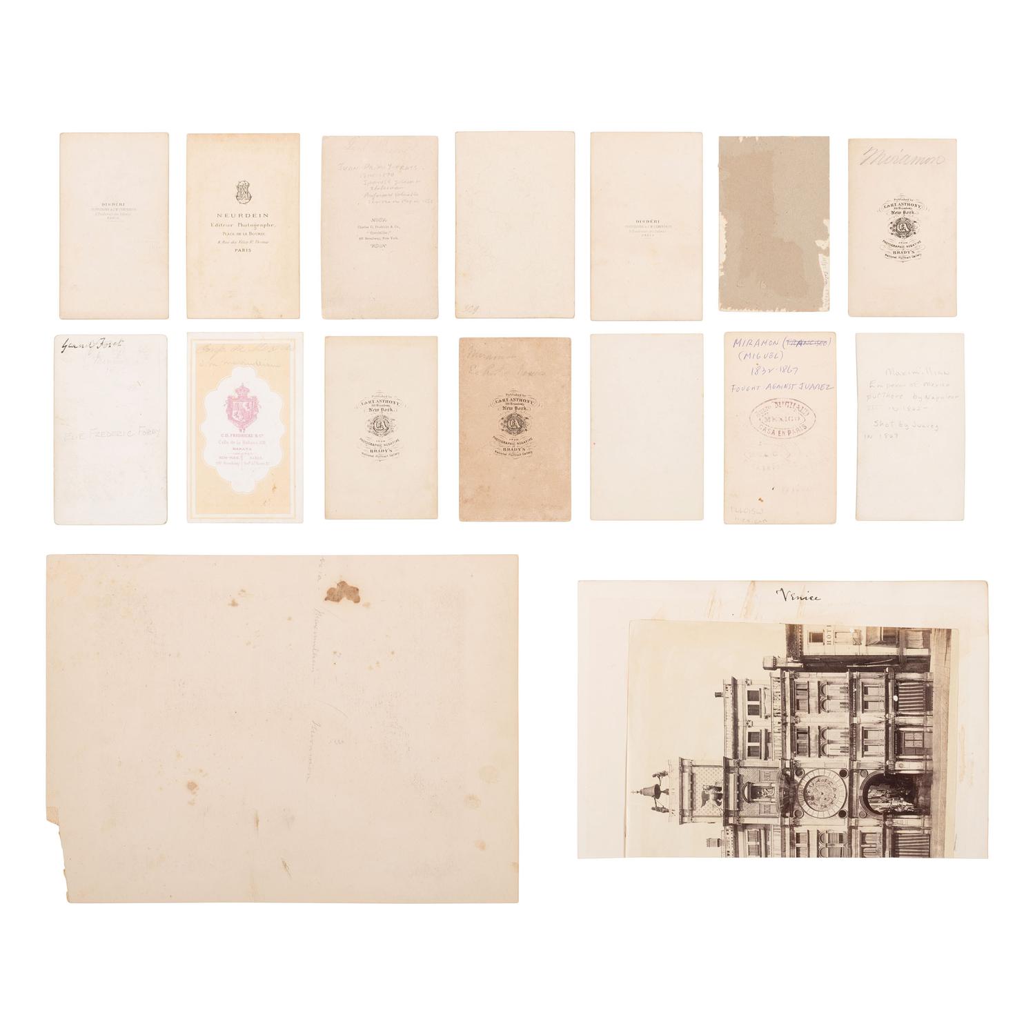 [Early Photography] Group of 18 Photographs of Subjects from the Second Mexican Empire