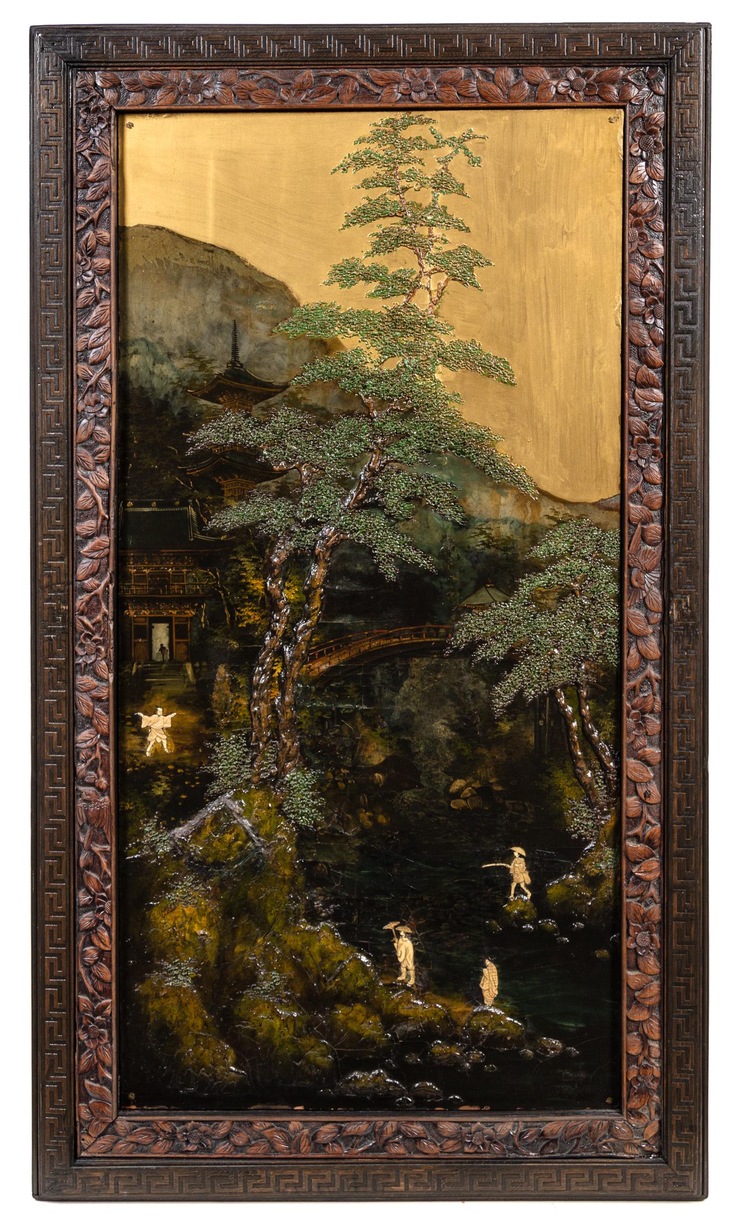 A Pair of Chinese Lacquered and Painted Panels