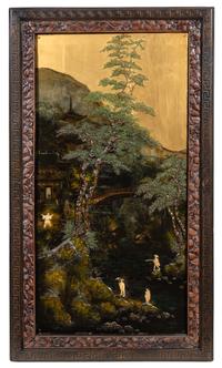 A Pair of Chinese Lacquered and Painted Panels