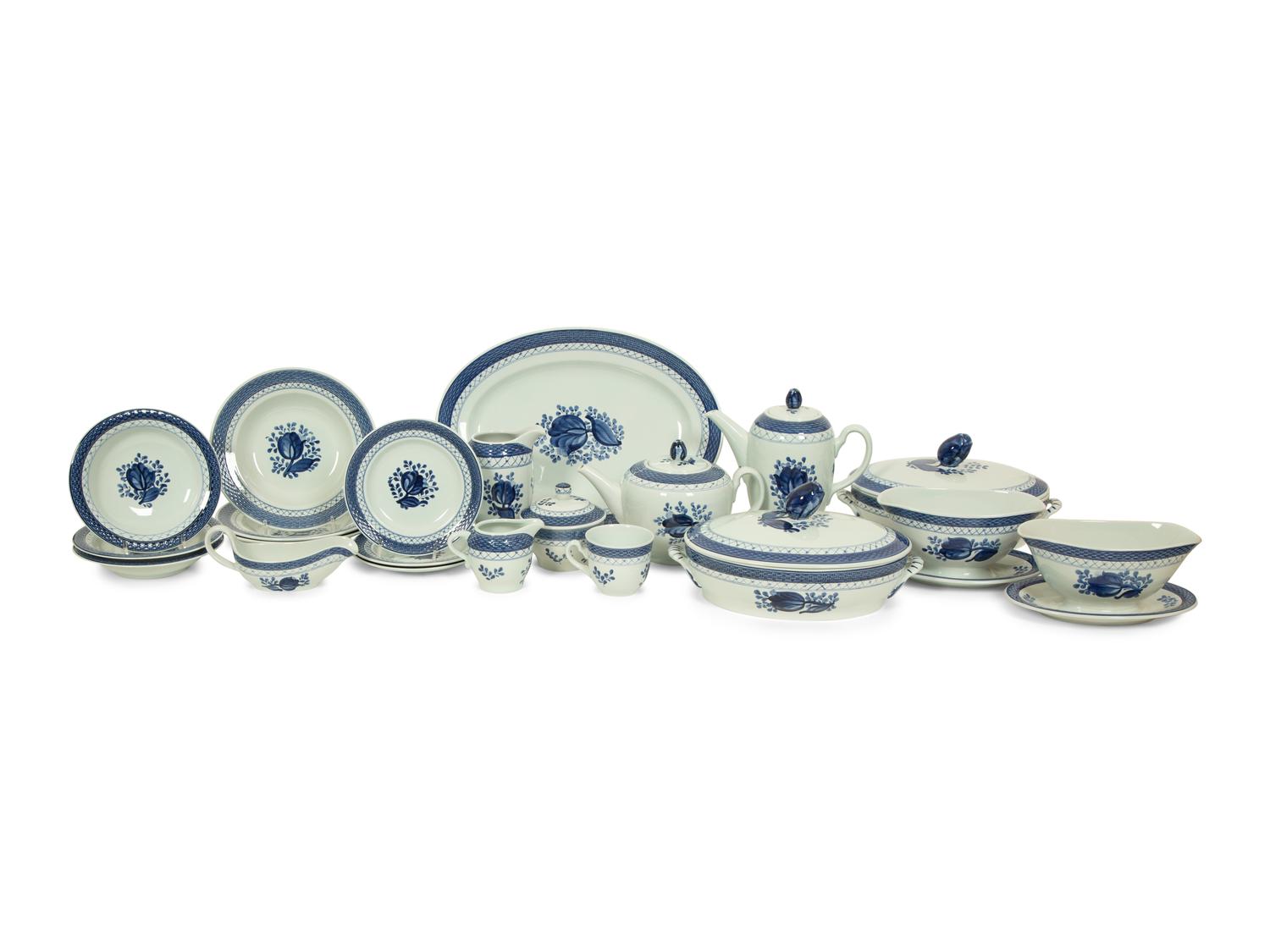 A Royal Copenhagen Tranquebar Blue Porcelain Dinner Service