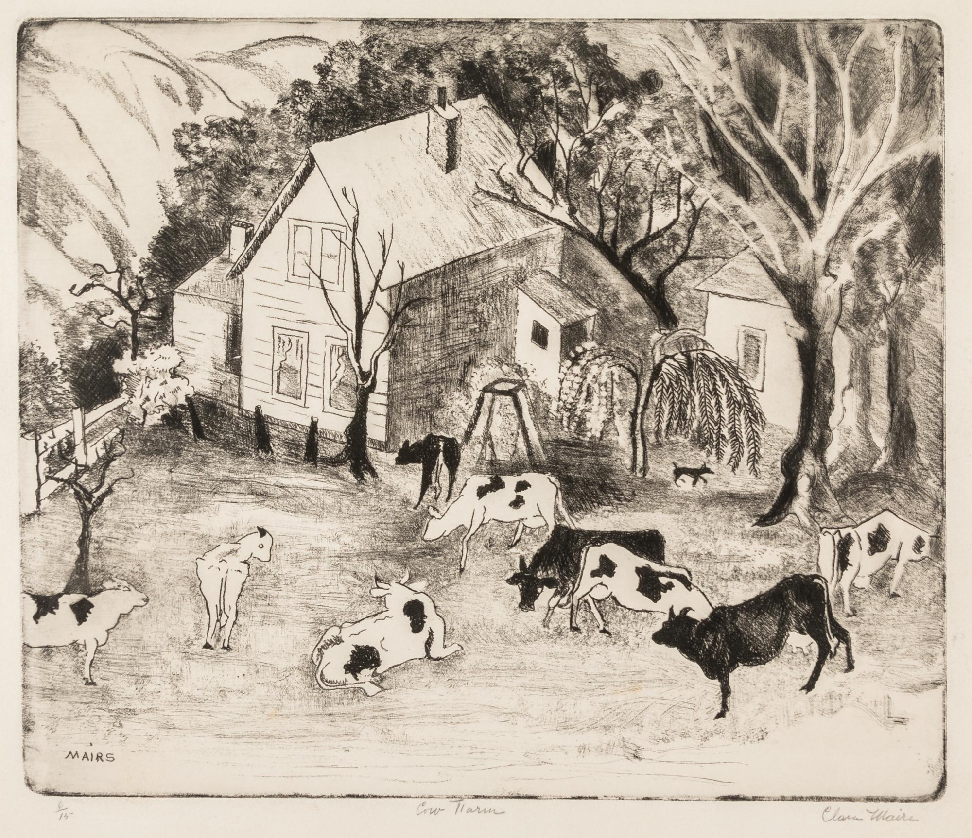 Clara Mairs, (American, 1878-1963), A group of three works:Baby Moses, Cow Farm, and Shadrack, Meshack, Abednego