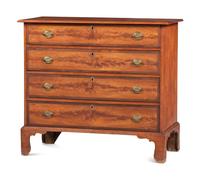 A Federal Flamed Birch Veneered and Maple Chest of Drawers