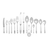 An Extensive Georg Jensen Acorn Silver Flatware Service
