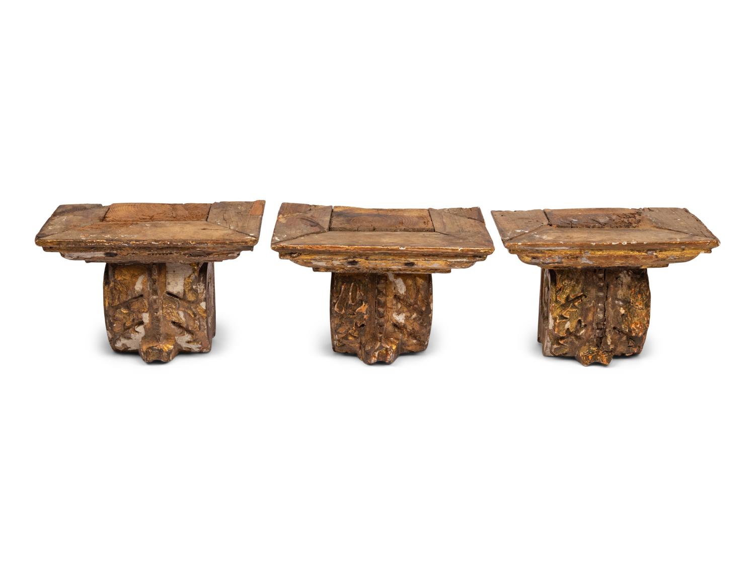 A Set of Three Giltwood Wall Brackets