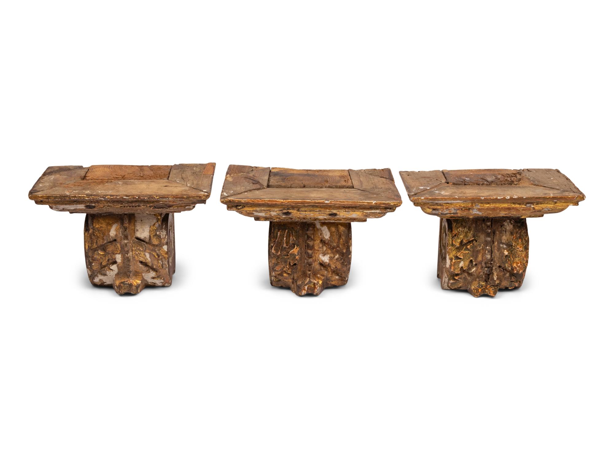 A Set of Three Giltwood Wall Brackets
