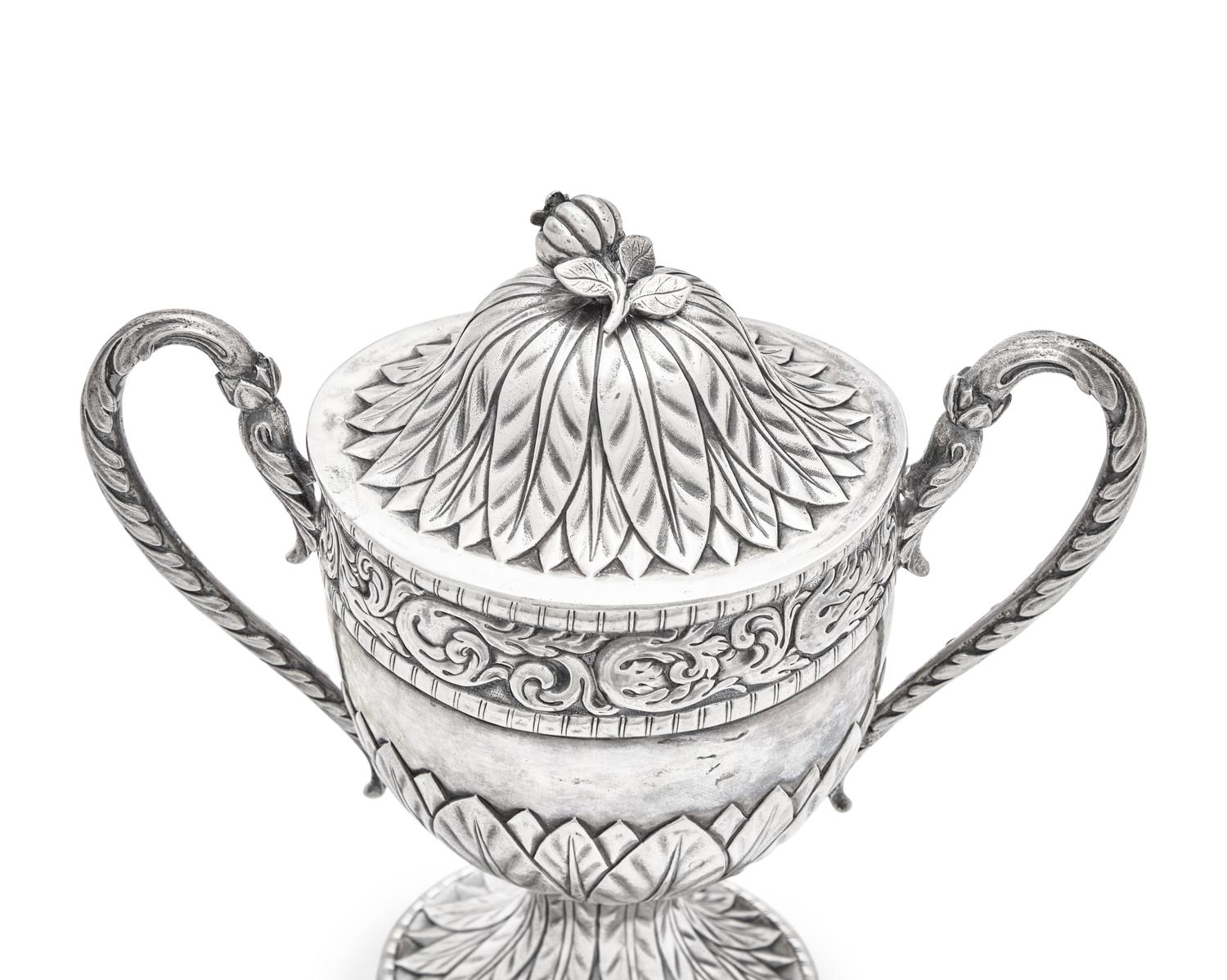 An Assembled Brazilian Four-Piece Silver Tea Service