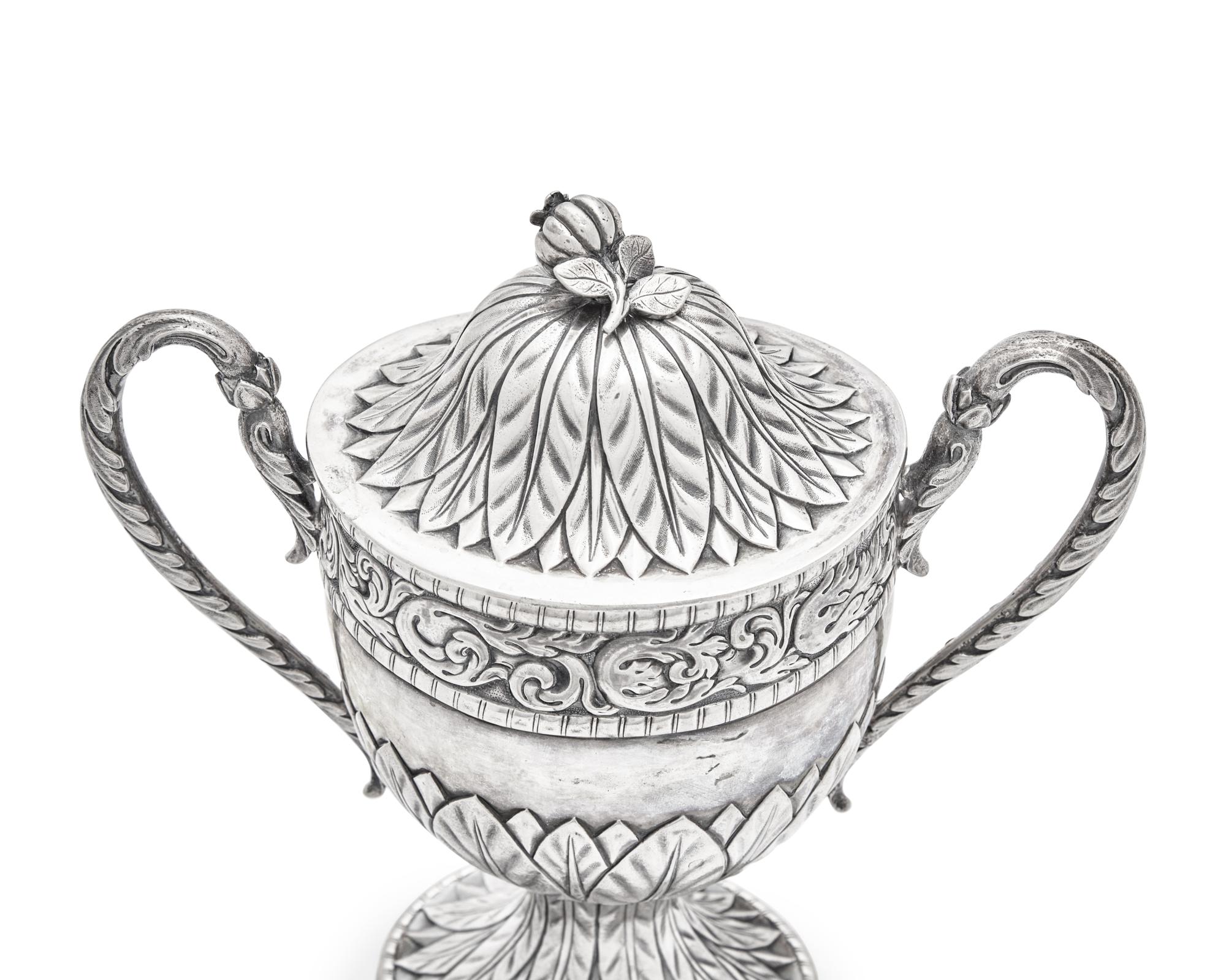 An Assembled Brazilian Four-Piece Silver Tea Service