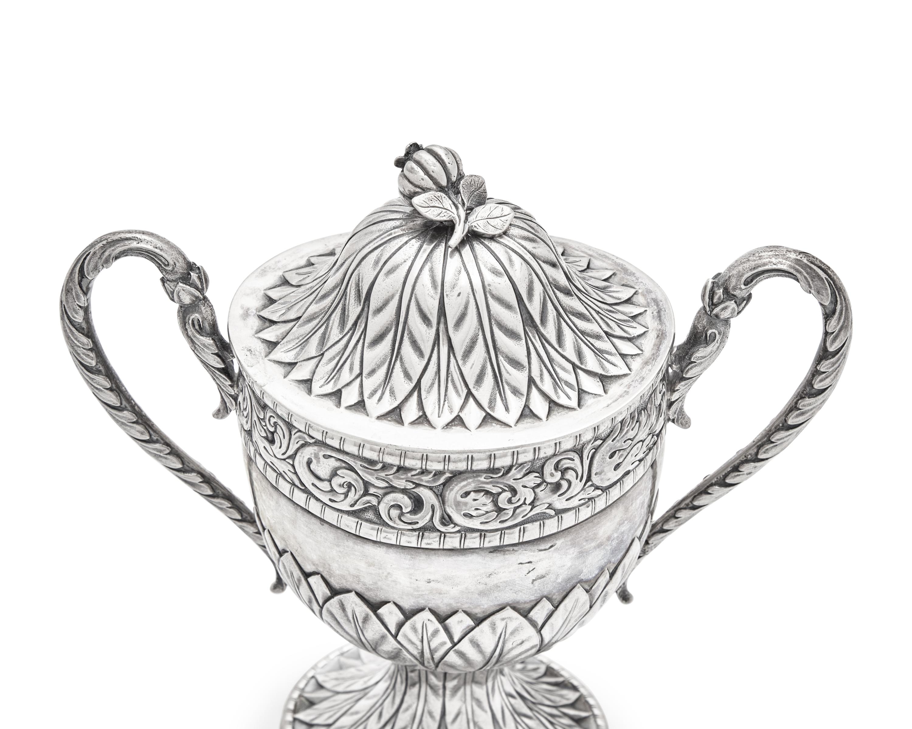 An Assembled Brazilian Four-Piece Silver Tea Service