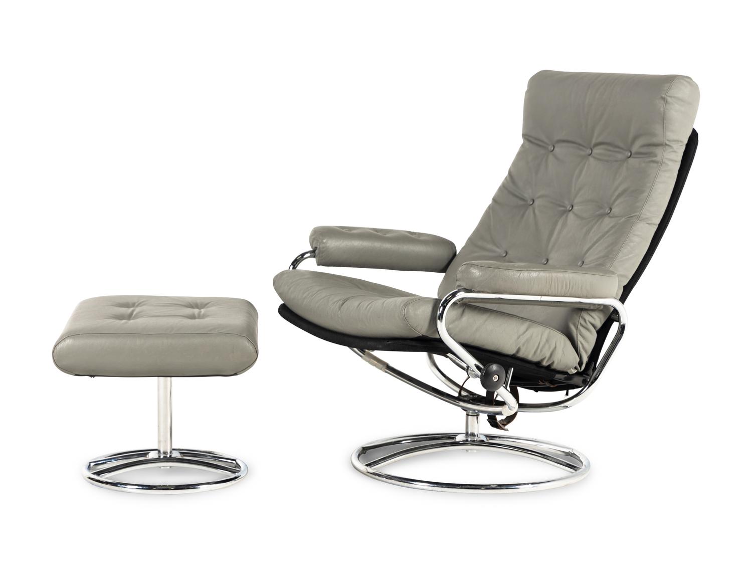 A Leather Recliner with Ottoman