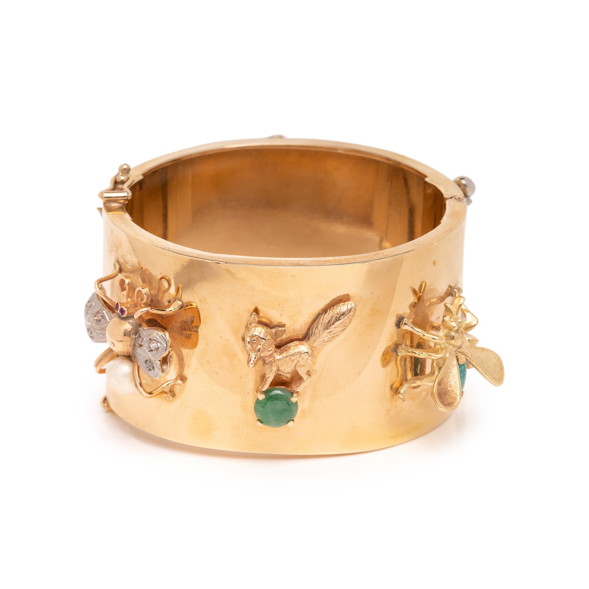 YELLOW GOLD CHARM BANGLE BRACELET