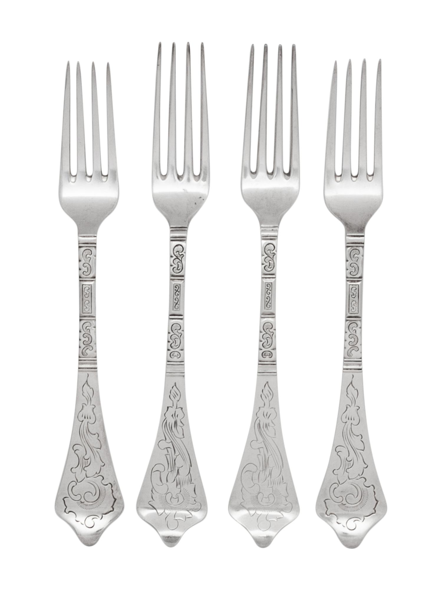 A Set of Twelve Danish Silver-Plate Forks