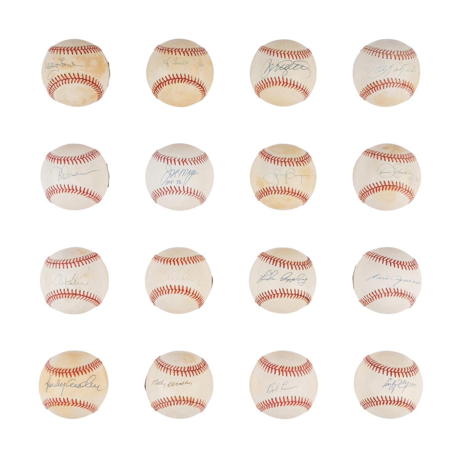 A Massive Group of 58 Single Signed Autograph Hall of Fame Baseballs (Beckett Authentication Services Certified),