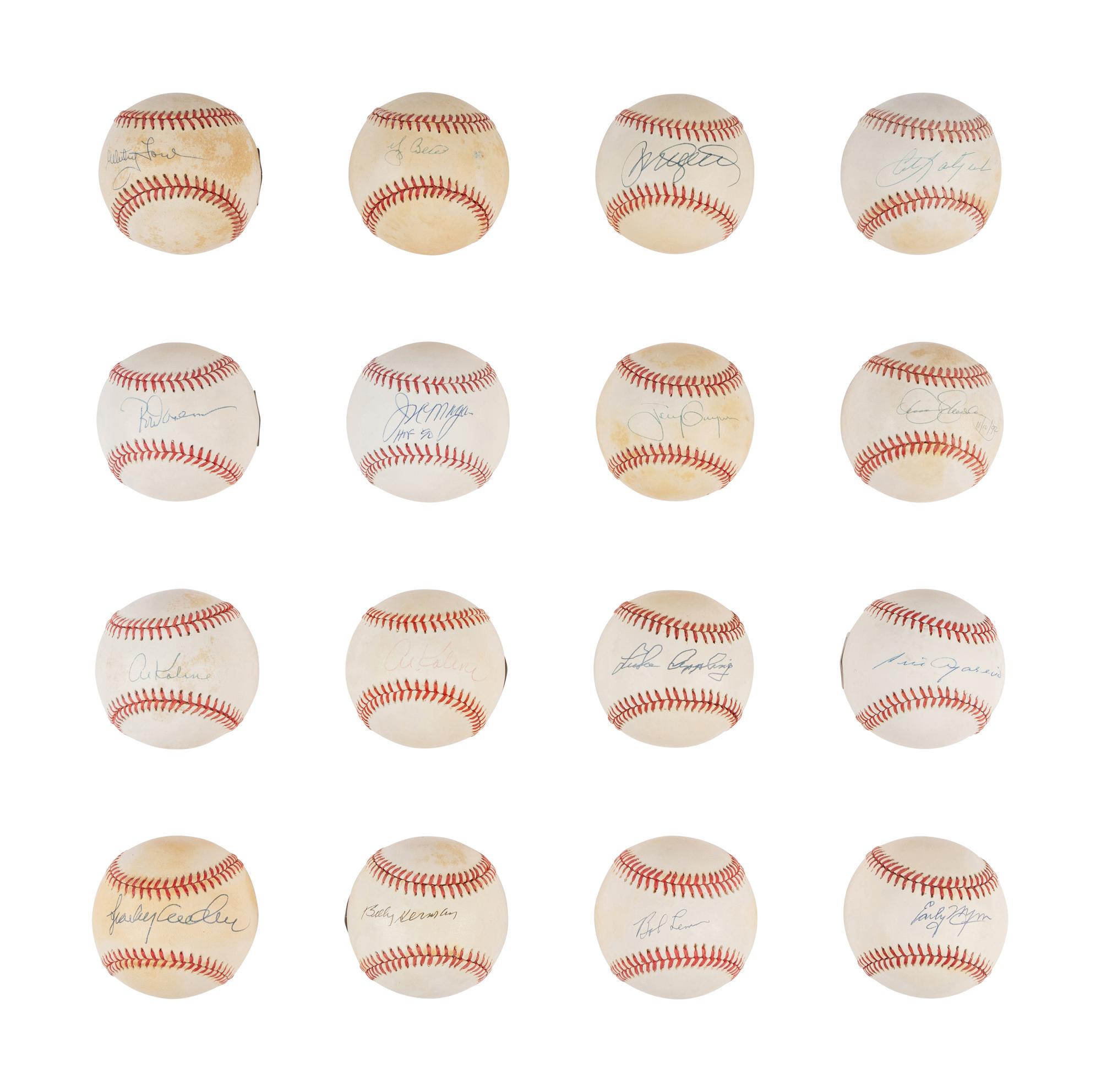 A Massive Group of 58 Single Signed Autograph Hall of Fame Baseballs (Beckett Authentication Services Certified),