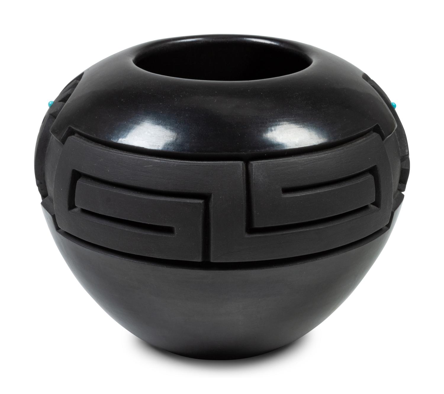 Carved Red and Black Pottery Jars