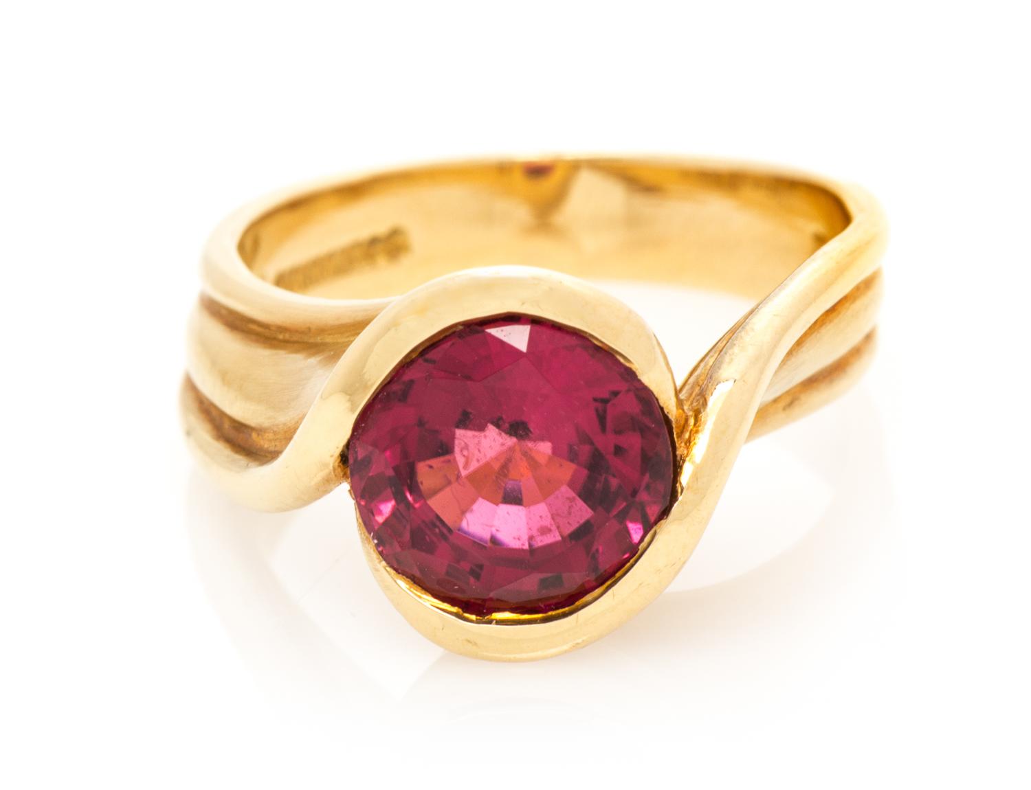An 18 Karat Yellow Gold and Pink Tourmaline Ring, Angela Cummings, Circa 1998, 5.30 dwts.