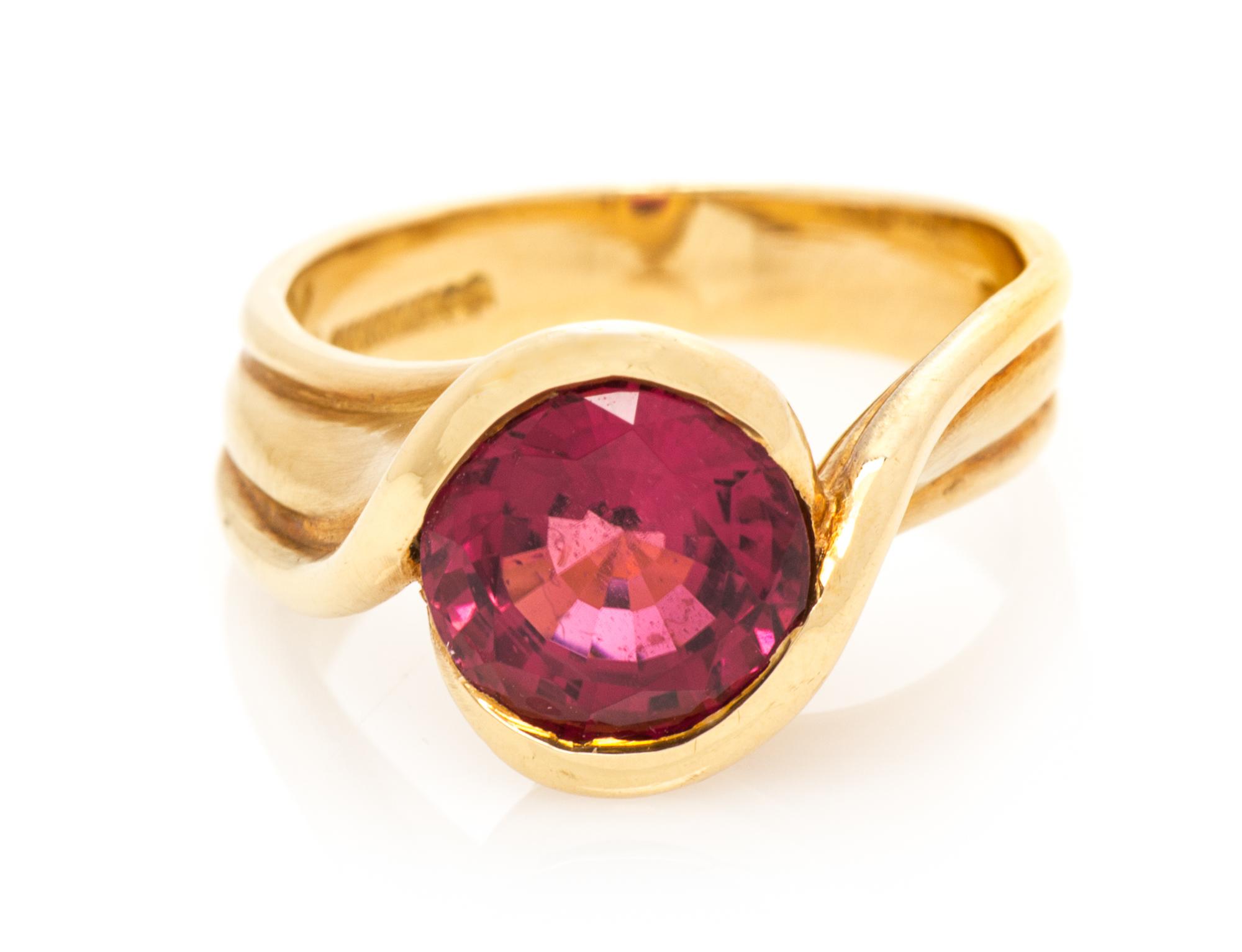 An 18 Karat Yellow Gold and Pink Tourmaline Ring, Angela Cummings, Circa 1998, 5.30 dwts.