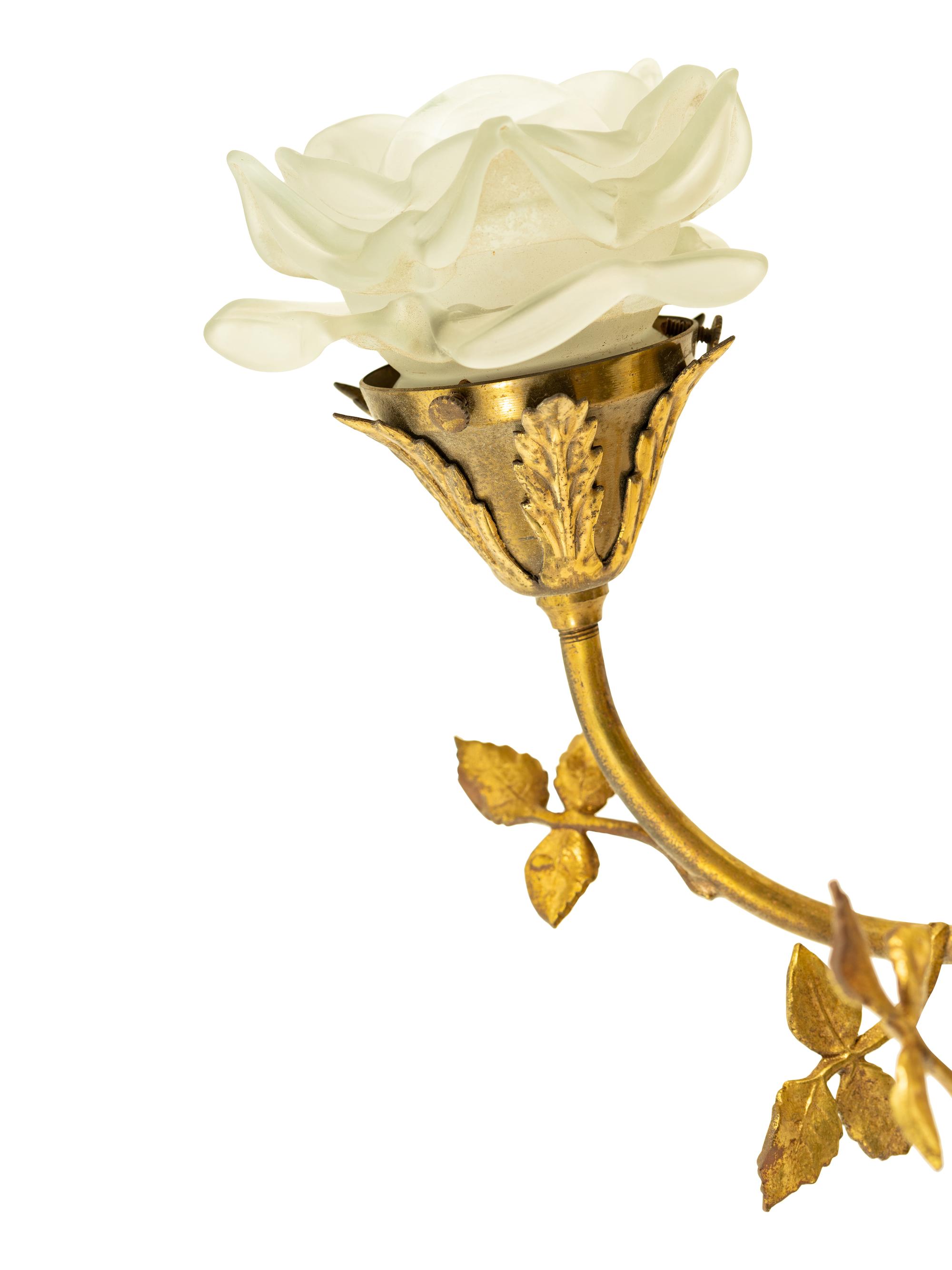 A French Gilt Tôle Three-Light Fixture