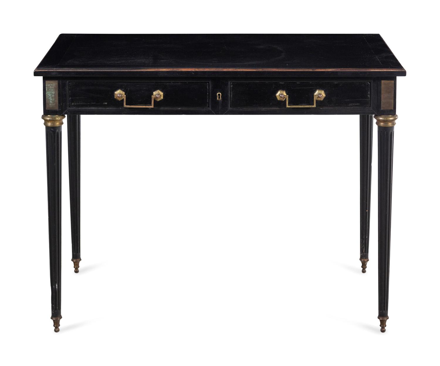 A Louis XVI Style Ebonized Bureau Plat
