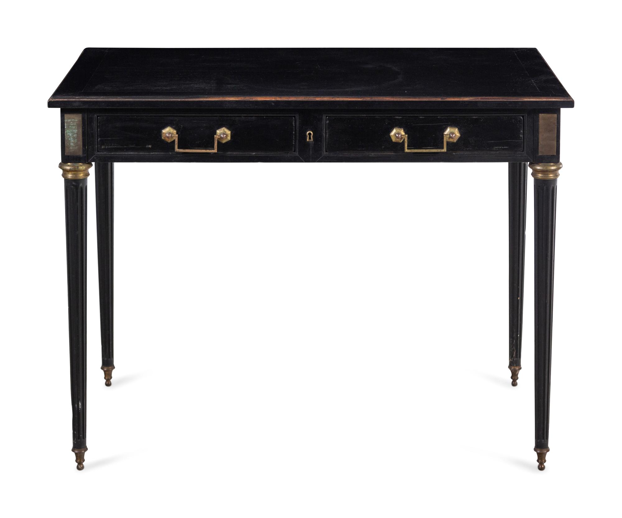 A Louis XVI Style Ebonized Bureau Plat
