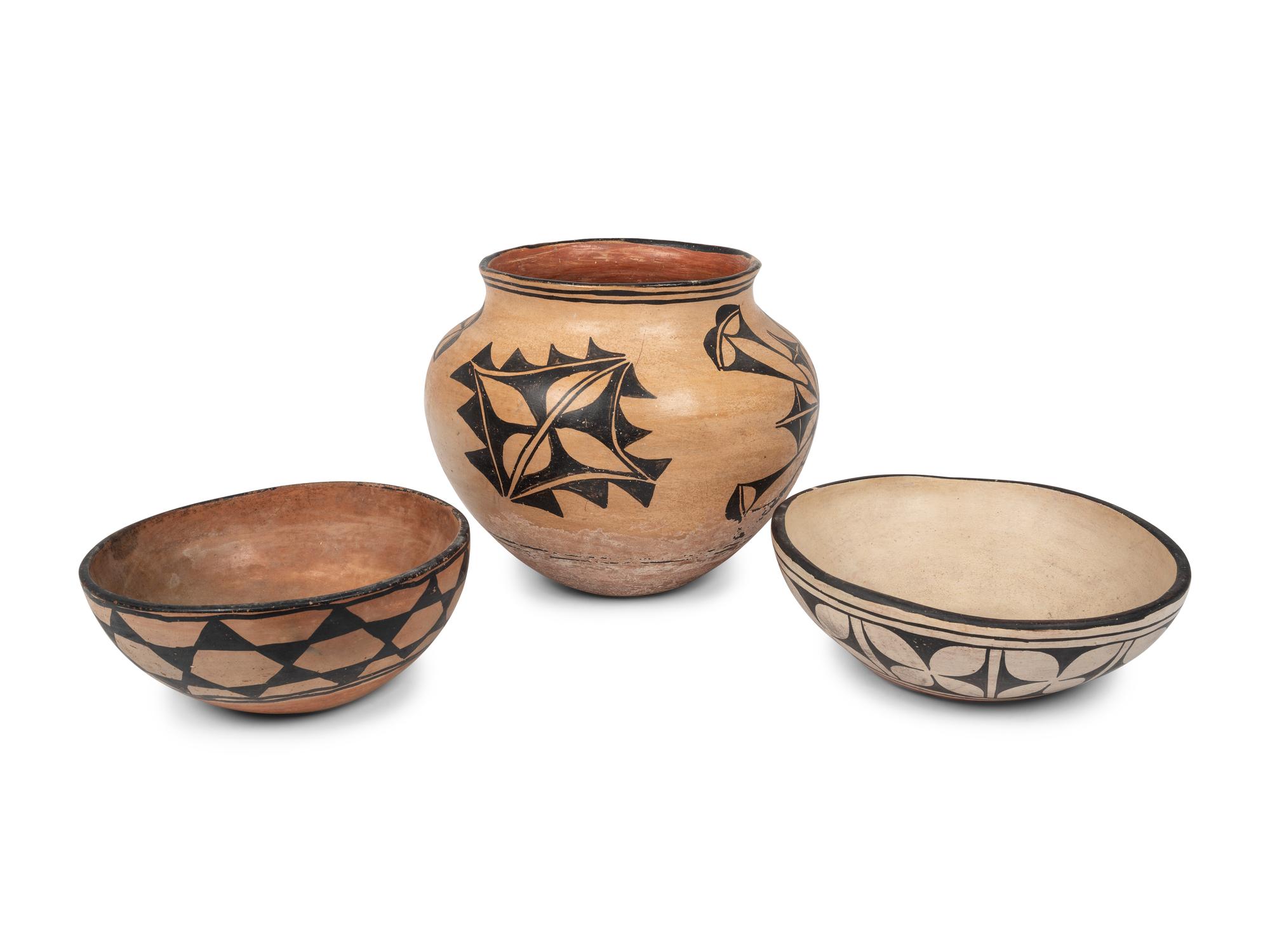 Kewa Pottery Bowls and Jar