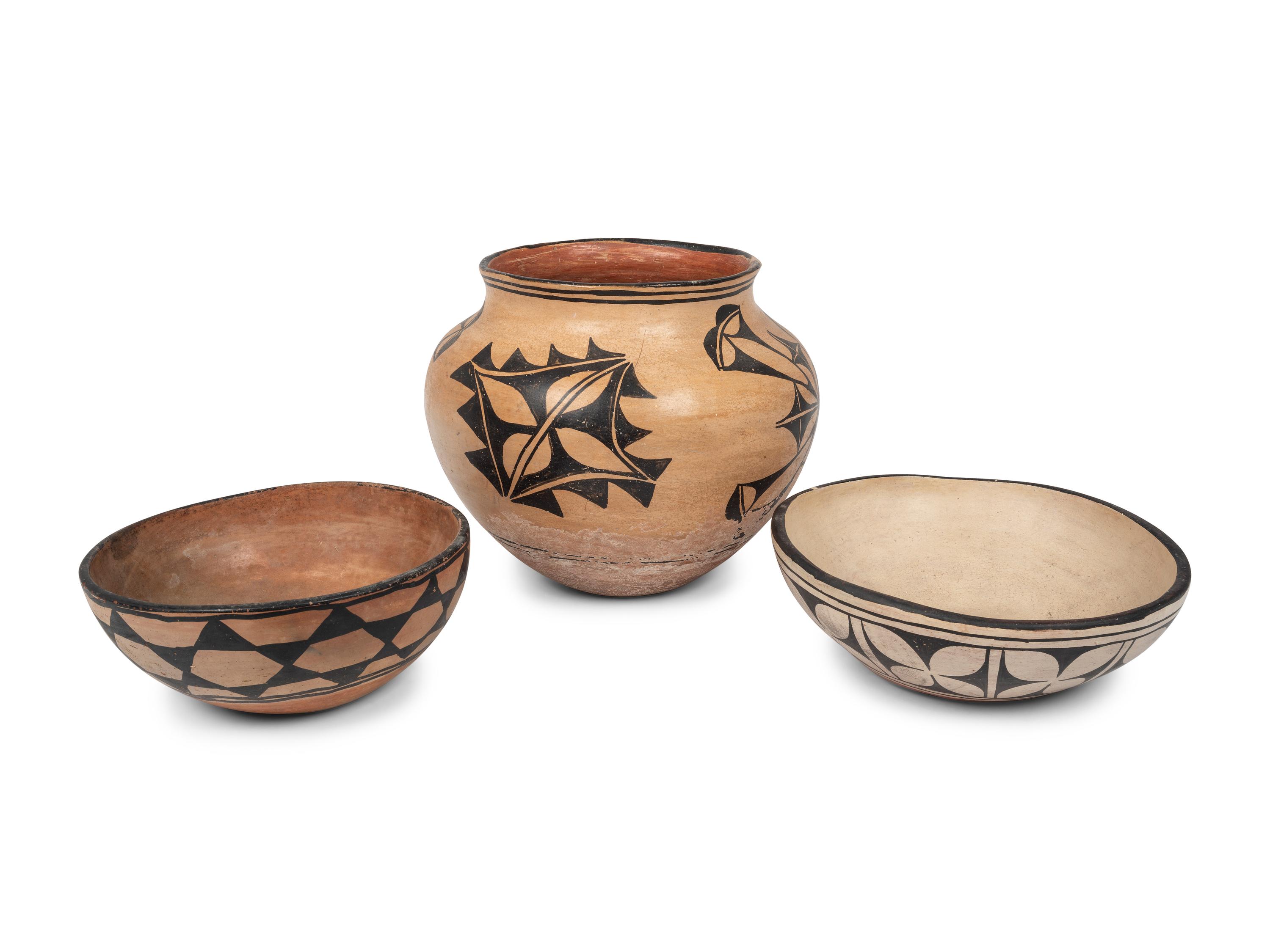 Kewa Pottery Bowls and Jar