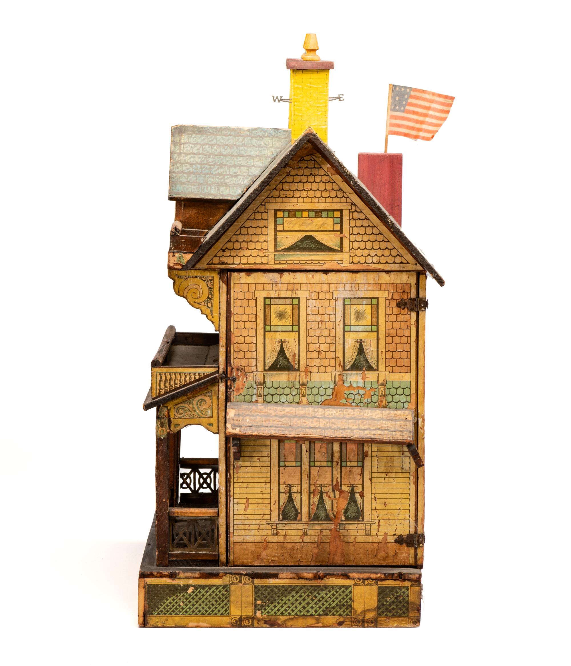 A Large R. Bliss Manufacturing Dollhouse with Angel Gabriel Weathervane