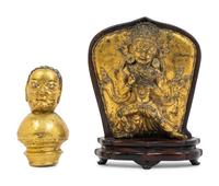 A Tibetan Gilt Bronze Repoussé Vajrapani Panel