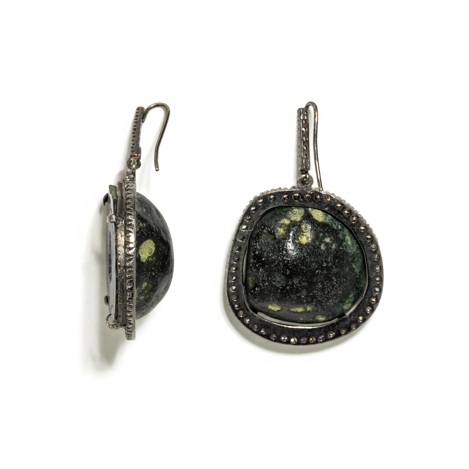 DRUZY QUARTZ AND DIAMOND EARRINGS