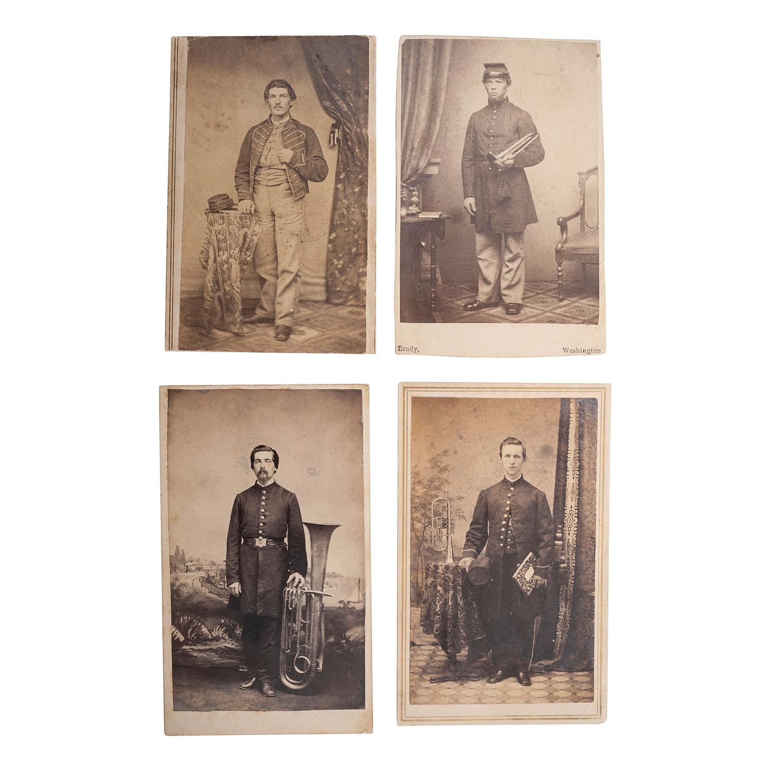 [CIVIL WAR]. A group of 4 CDVs of Union musicians, comprising: