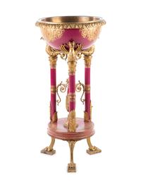 A Sèvres Style Gilt Bronze Mounted Porcelain Jardinière on Stand