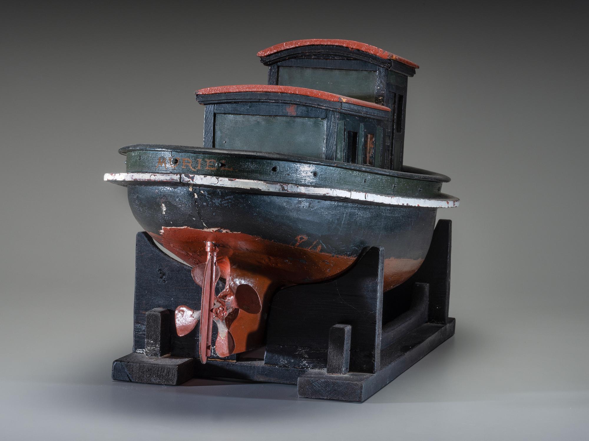 A Painted Wood Model of the Tugboat Muriel