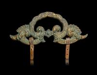 A Pair of Chinese Gilt Bronze Handles