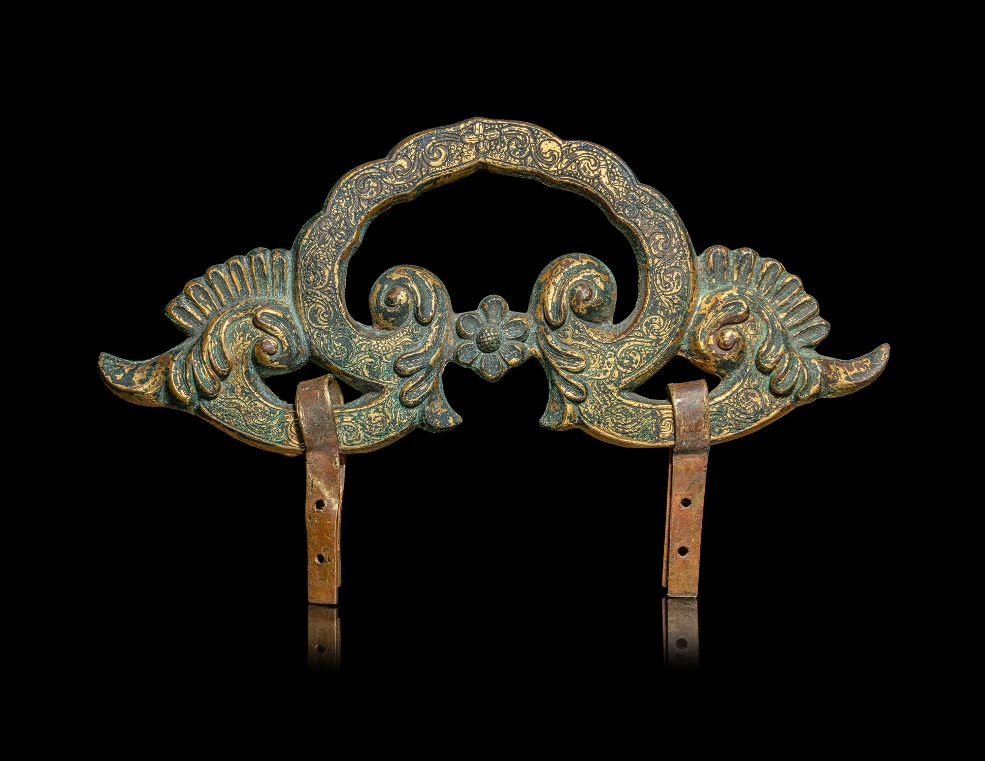 A Pair of Chinese Gilt Bronze Handles