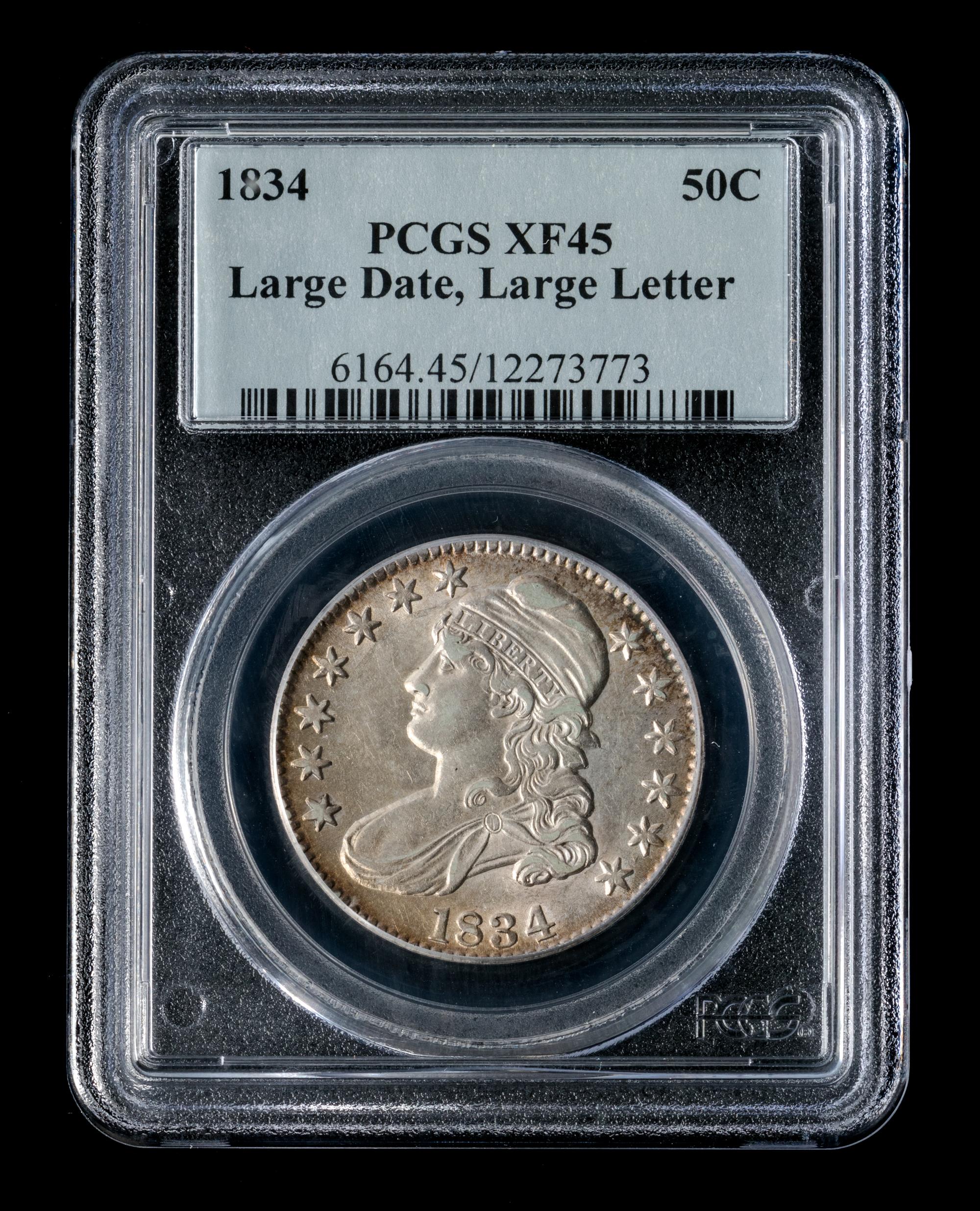 A United States 1834 Capped Bust: Large Date, Large Letter 50c Coin