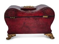 A Gilt Metal Mounted Leather-Veneered Jewelry Casket
