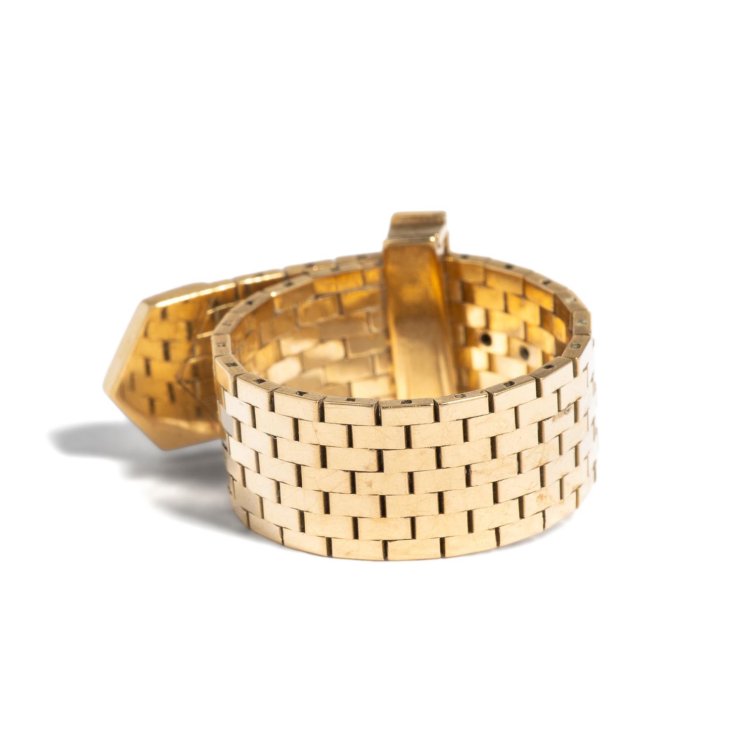 RETRO, YELLOW GOLD BUCKLE RING