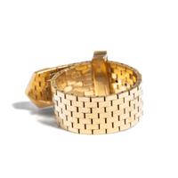 RETRO, YELLOW GOLD BUCKLE RING
