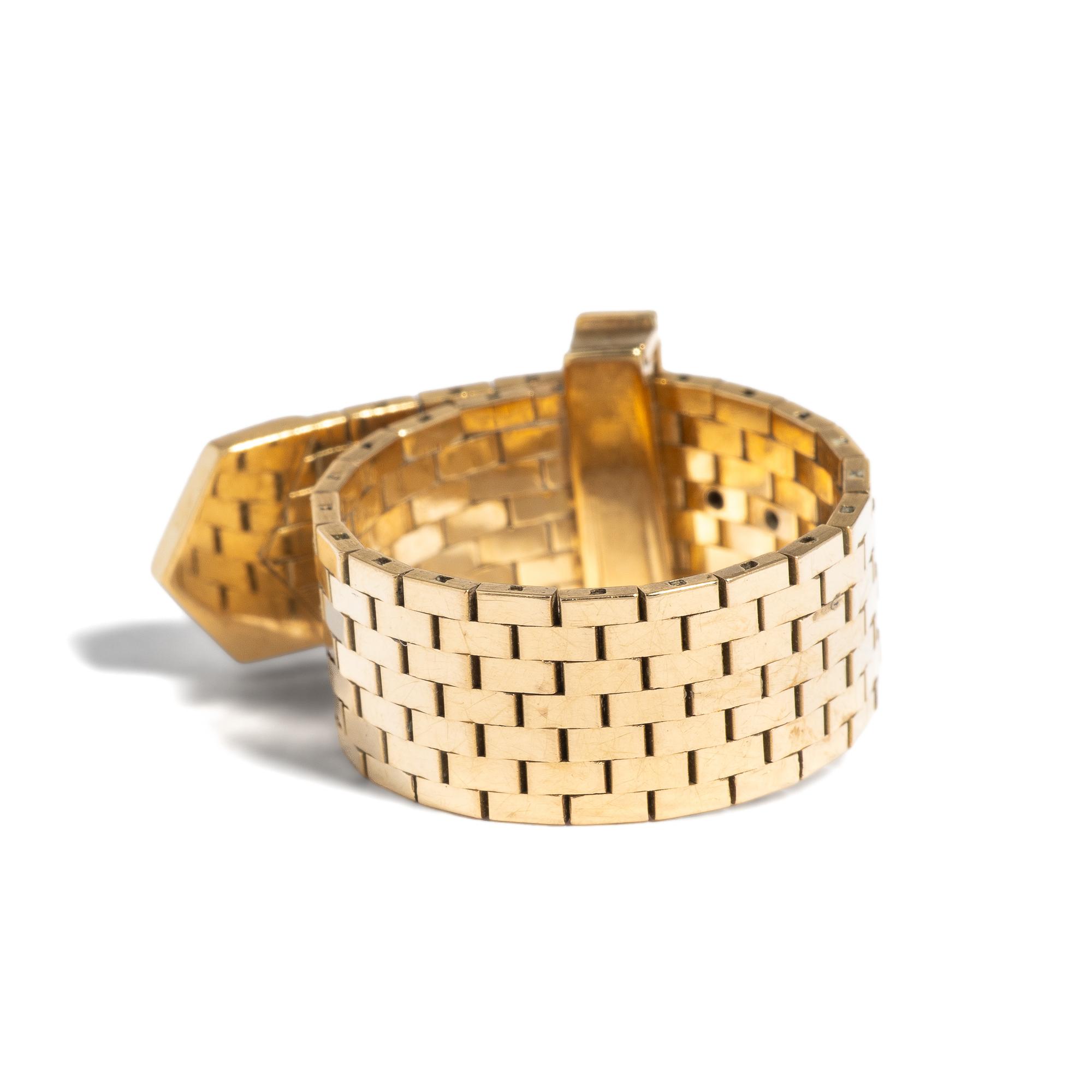 RETRO, YELLOW GOLD BUCKLE RING