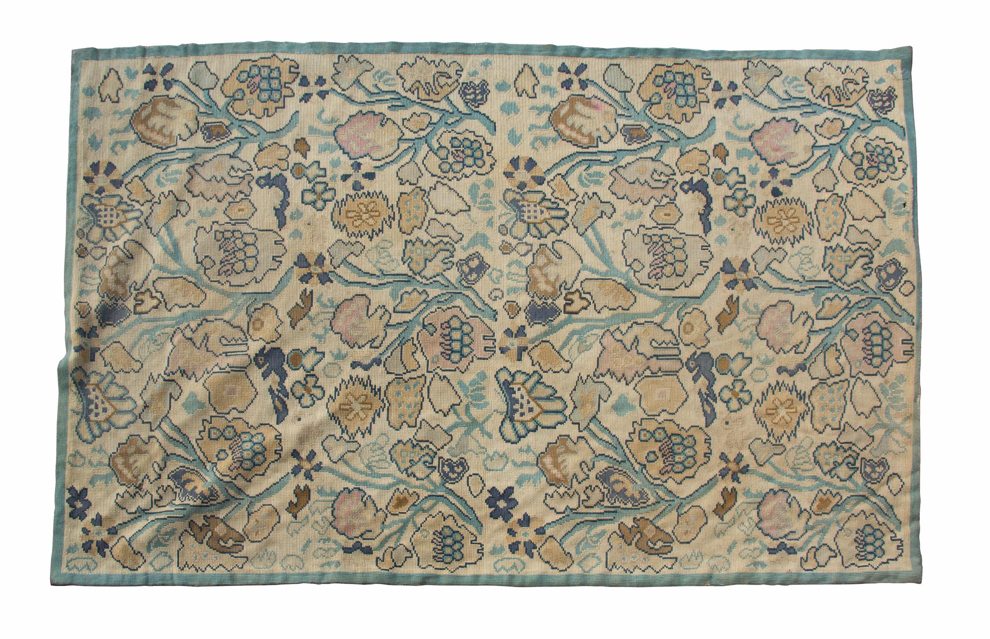 Two Tapestry Rugs Dimensions of larger 8 feet 5 inches x 5 feet 7 1/2 inches.