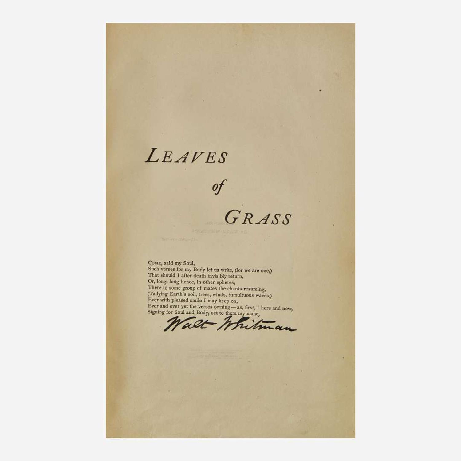 [Literature] Whitman, Walt Complete Poems & Prose of Walt Whitman 1855...1888. Authenticated & Personal Book (handled by W.W.)...Portraits from Life...Autograph