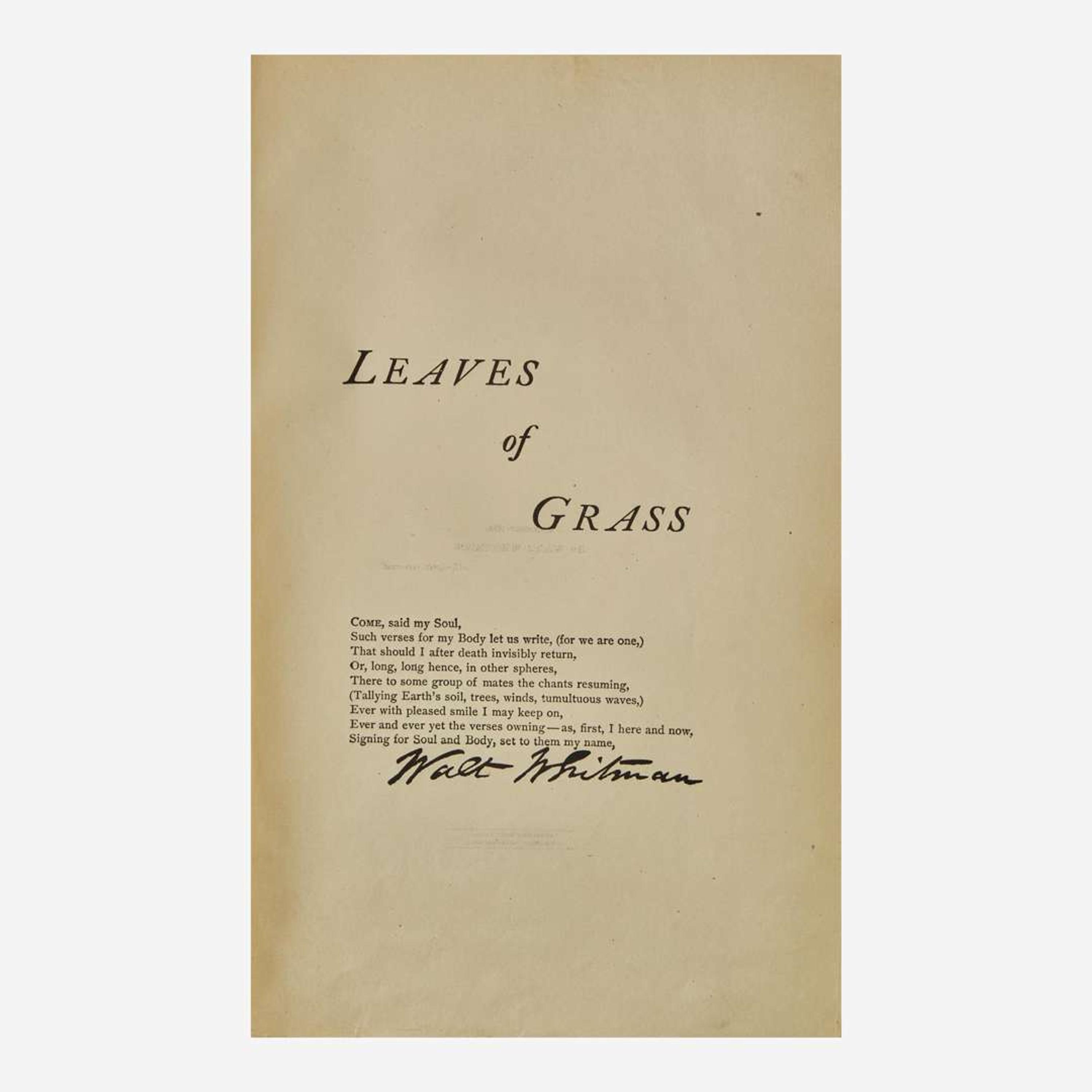 [Literature] Whitman, Walt Complete Poems & Prose of Walt Whitman 1855...1888. Authenticated & Personal Book (handled by W.W.)...Portraits from Life...Autograph