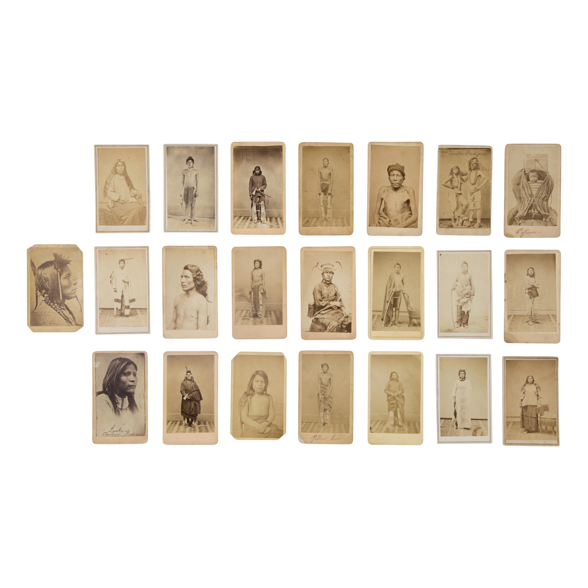 Edric L. Eaton (American, 1835-1890) — Studio Portraits of Pawnee, Sioux, Crow, and Shoshone Men