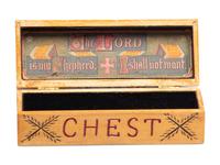 A Carved and Painted Wood Valuables Box with Masonic Interest