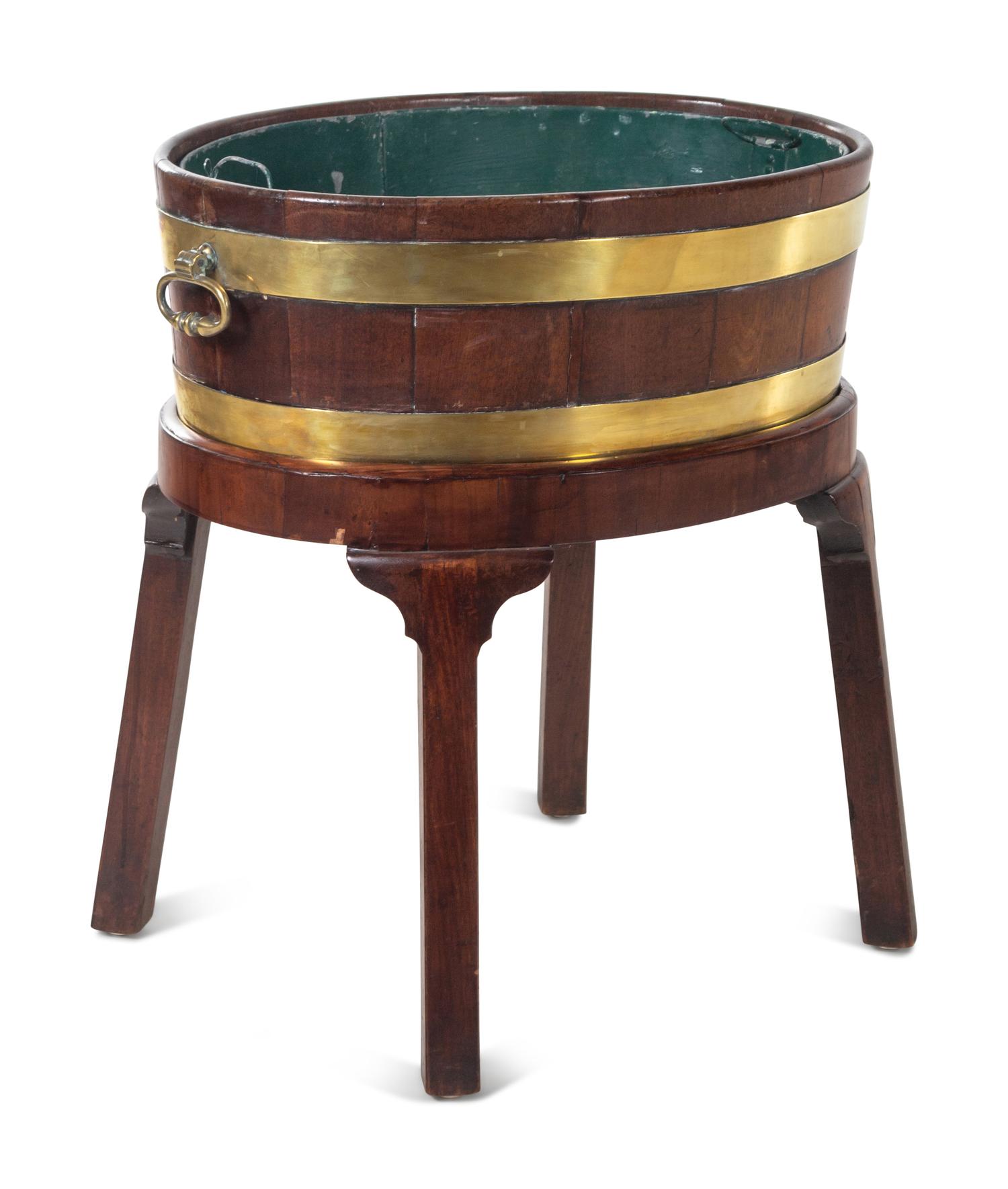 A George III Brass Banded Mahogany Wine Cooler