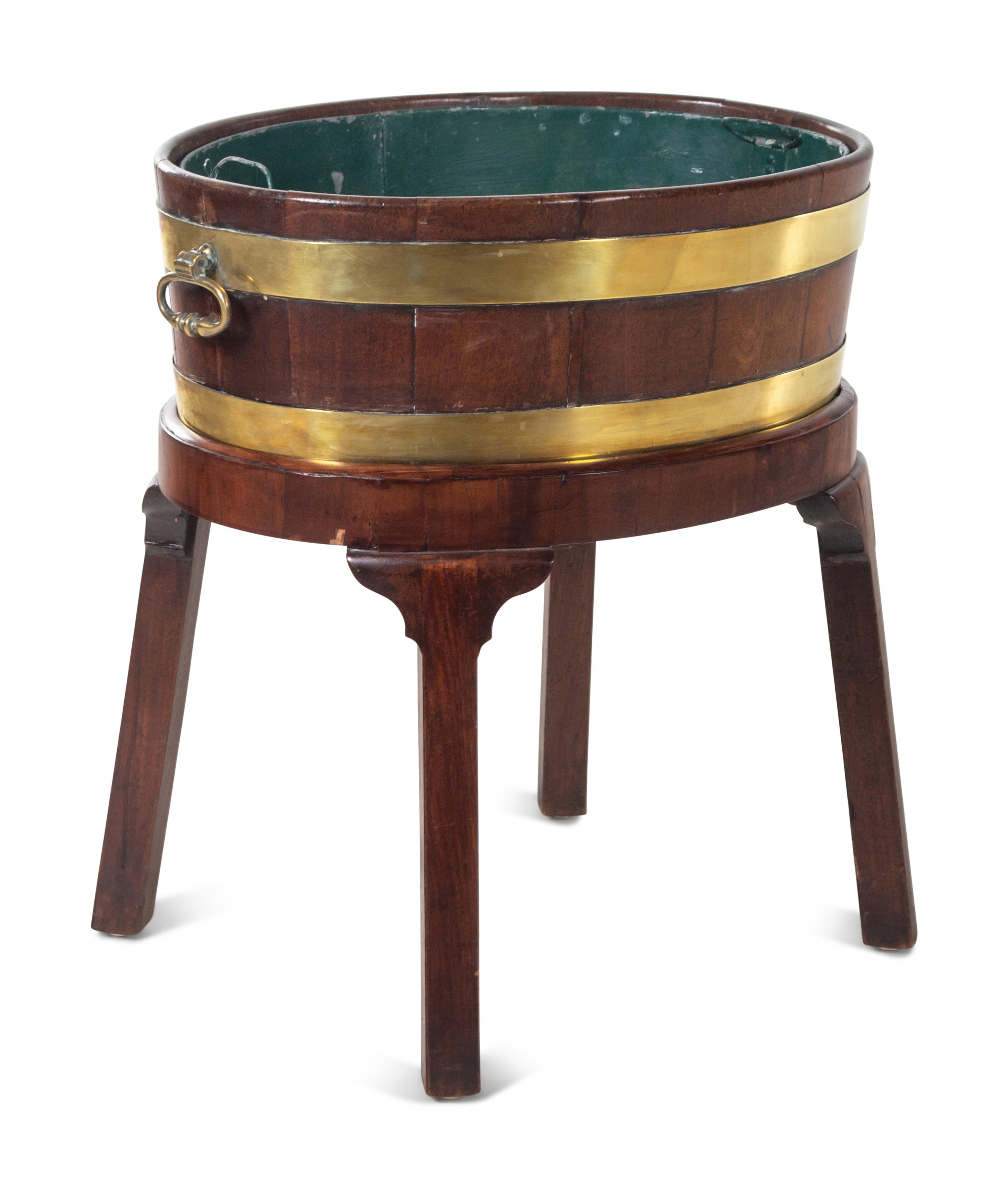 A George III Brass Banded Mahogany Wine Cooler