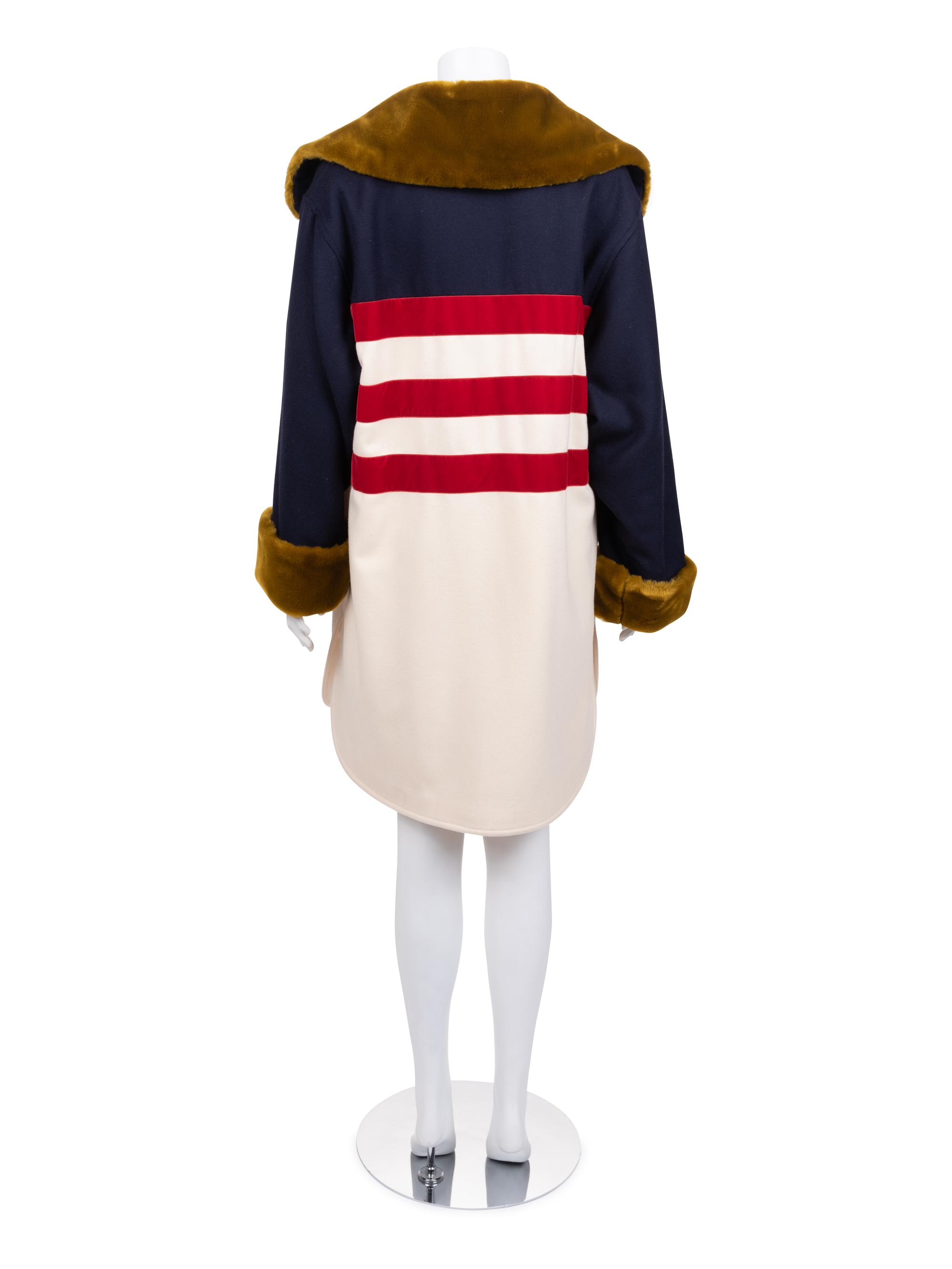Jean de Castelbajac Coat with Faux Fur Trim, 1980s