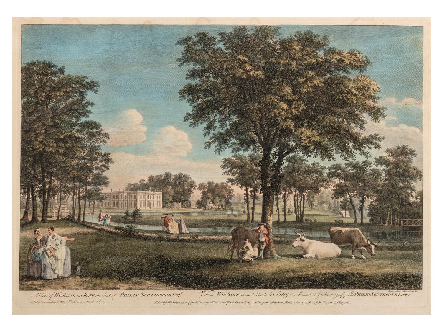 Four English Hand-Colored Landscape Engravings