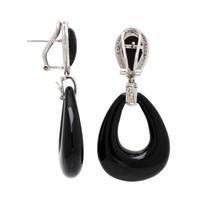 Onyx, Diamond, and White Gold Earrings